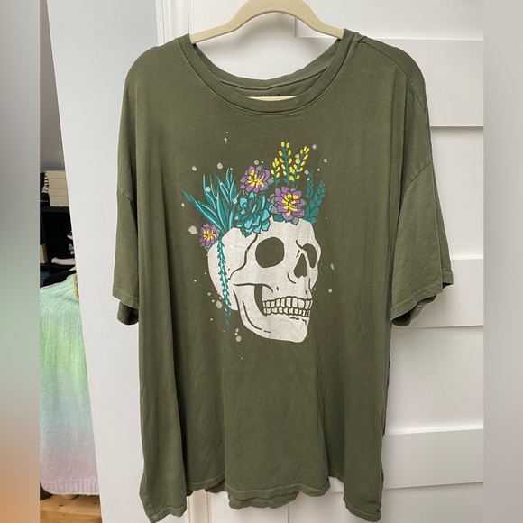 Succulent Skull Oversized Fit Heritage Jersey Tunic Tee - Picture 4 of 8